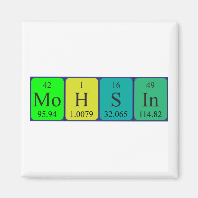 Mohsin periodic table name magnet (Front)