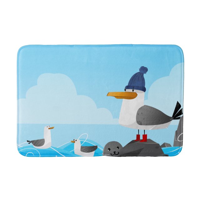 "Moin Moin" Seagull Bath Mat (Front)