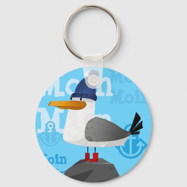 "Moin Moin" Seagull Key Ring (Front)