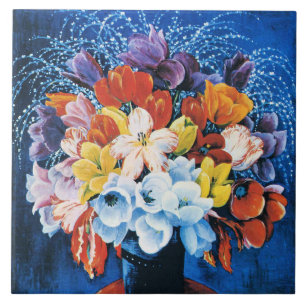 Moise Kisling, Bouquet of Tulips, Tile