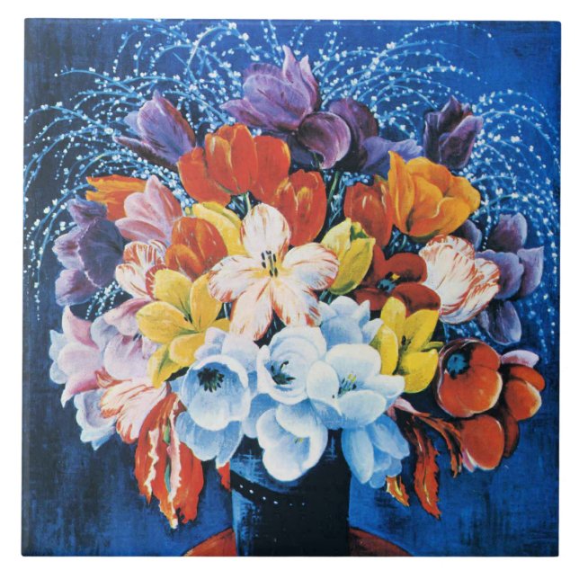 Moise Kisling, Bouquet of Tulips, Tile (Front)