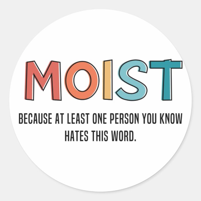 Moist Funny Saying Moist Humour Funny Gifts Classic Round Sticker (Front)