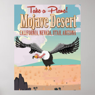 Mojave Desert cartoon vacation print. Poster