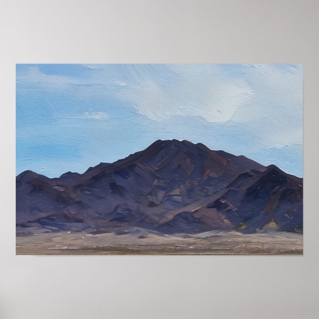 Mojave Valley and Mountain Range Impressionist Art Poster (Front)