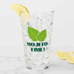 Mojito Cocktail Glass Cup with mint leaf logo