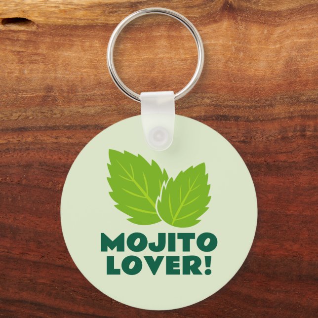 Mojito cocktail lover keychain with mint leaf logo (Front)