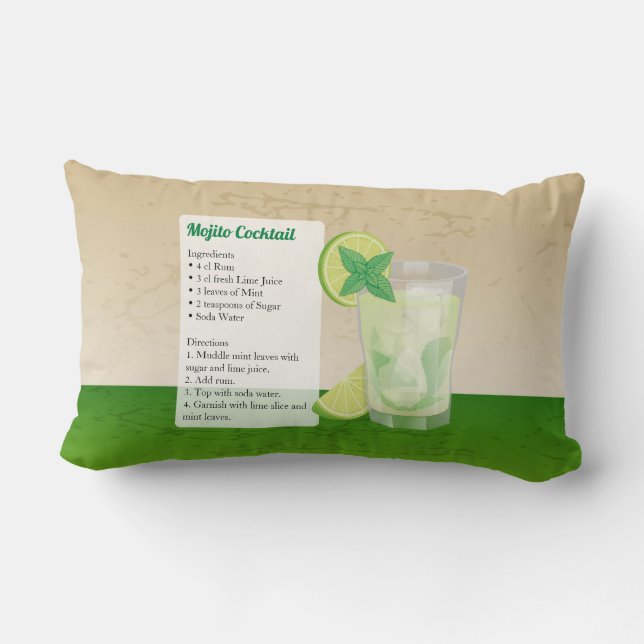 Mojito Cocktail Recipe Lumbar Cushion (Back)