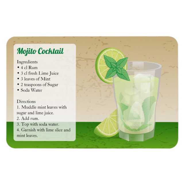 Mojito Cocktail Recipe Magnet (Horizontal)