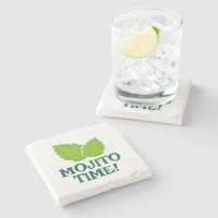 Mojito cocktail stone coaster with drinking quote