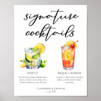 Mojito Tequila Sunrise Wedding Cocktails Menu