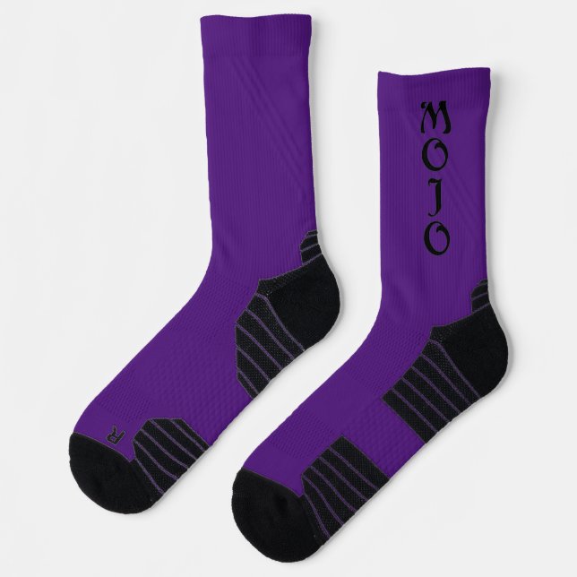 Mojo black and purple high performance socks (Left)