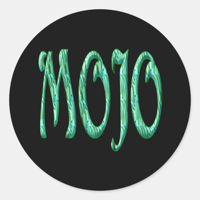 Mojo black round stickers (Front)