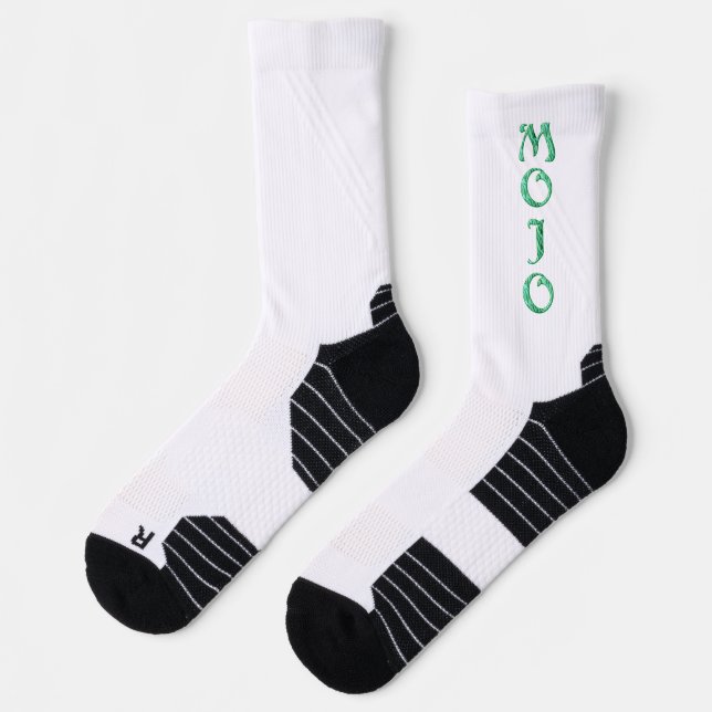 Mojo green and white high performance socks (Left)