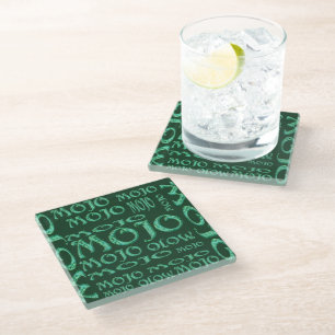 Mojo green glass coaster
