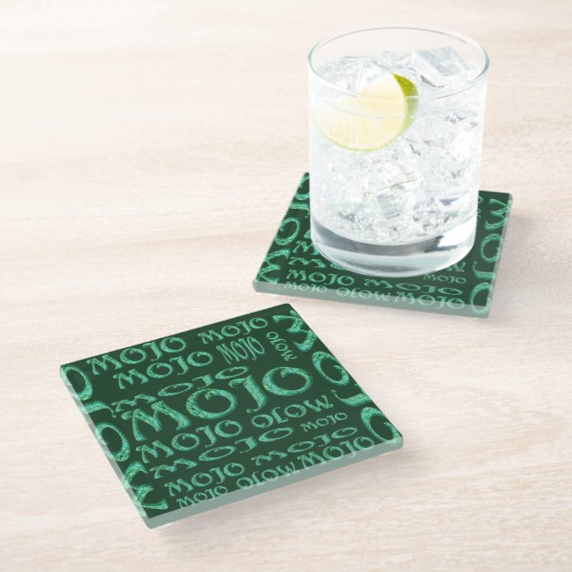 Mojo green glass coaster (Angled)
