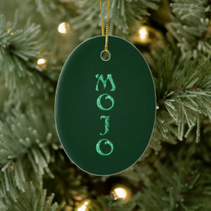 Mojo green hanging oval ornament