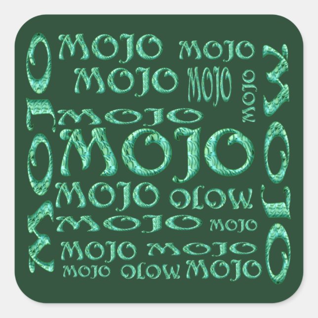 Mojo green square stickers (Front)