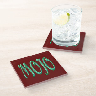 Mojo red glass coaster
