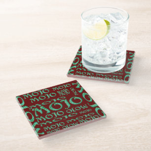 Mojo red glass coaster