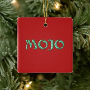 Mojo red hanging square ornament