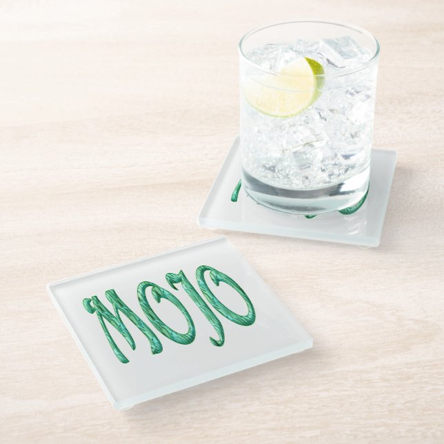 Mojo white glass coaster (Angled)