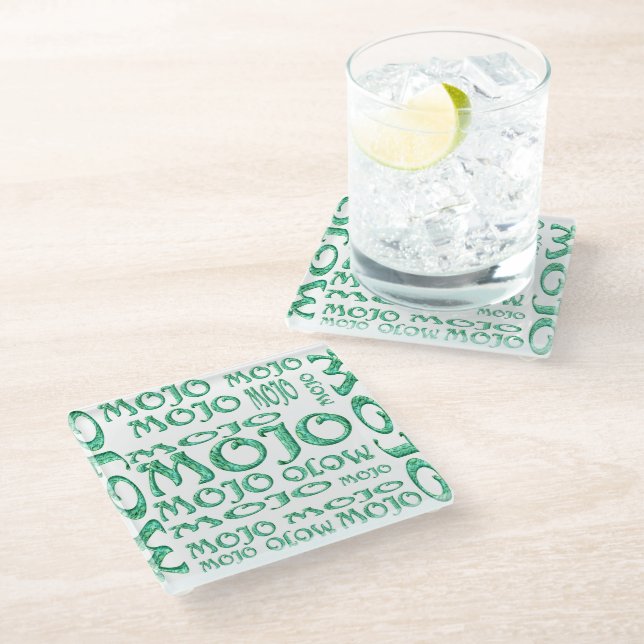 Mojo white glass coaster (Angled)