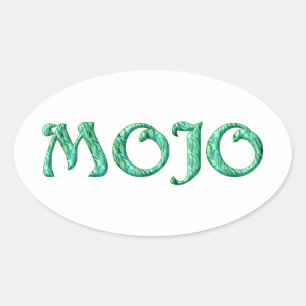Mojo white oval stickers