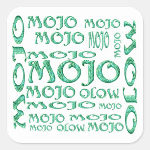 Mojo white square stickers