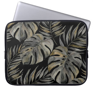 Moku Island Hawaiian Monstera- Black Wetsuit Laptop Sleeve