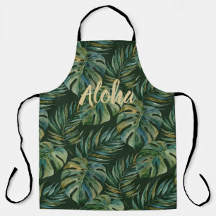 Moku Island Hawaiian Watercolor Monstera - Green Apron