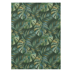 Moku Island Hawaiian Watercolor Monstera- Green Tablecloth