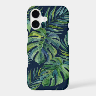 Moku Island Hawaiian Watercolor Monstera - Navy
