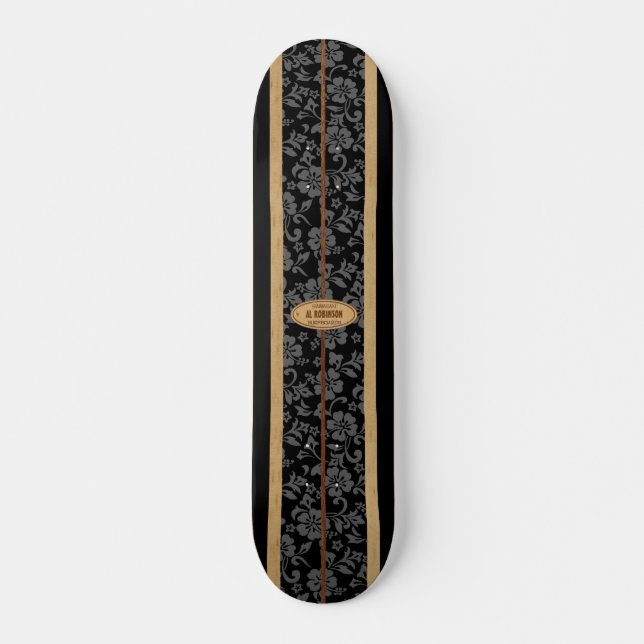 Mokuleia Customisable Vintage Surf Faux Wood Skateboard (Front)