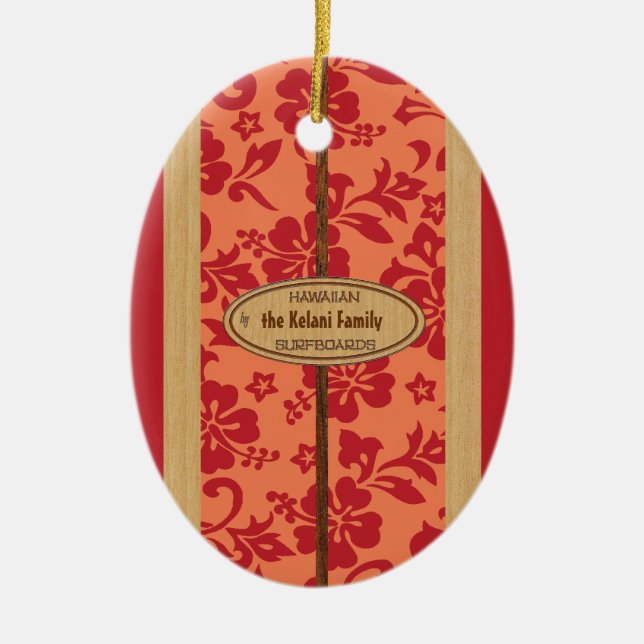 Mokuleia Customisable Vintage Surfboard Ornament (Front)