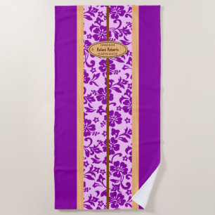 Mokuleia Hawaiian Faux Wood Monogram Surfboard Beach Towel