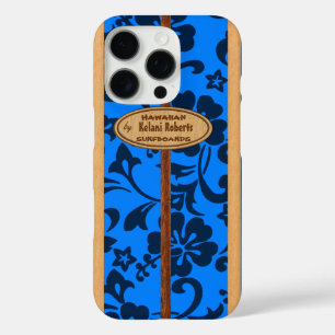 Mokuleia Hawaiian Faux Wood Monogram Surfboard  Ca iPhone 16 Pro Case