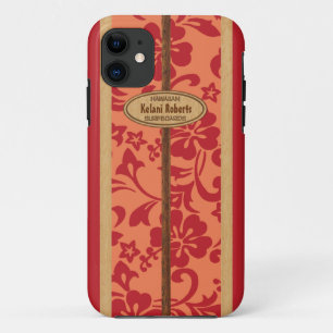 Mokuleia Hawaiian Faux Wood Monogram Surfboard iPhone 11 Case