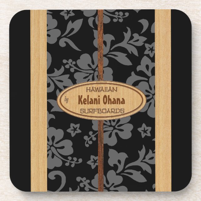 Mokuleia Surfboard Customisable Tiki Bar Coasters (Front)