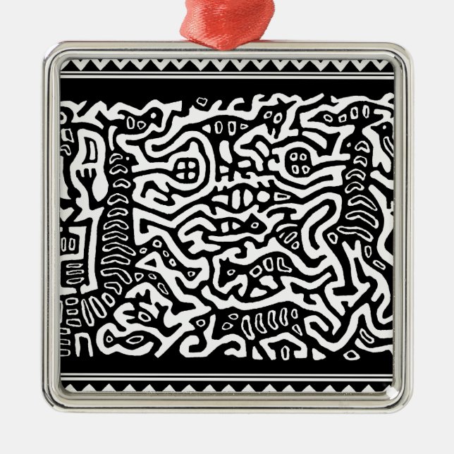 Mola Serpent Spirits Metal Tree Decoration (Front)