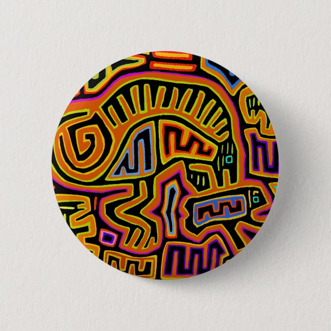 Mola Shaman Peyote Visions 6 Cm Round Badge (Front)