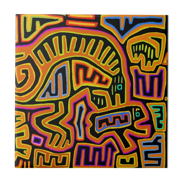 Mola Shaman Peyote Visions Tile (Front)
