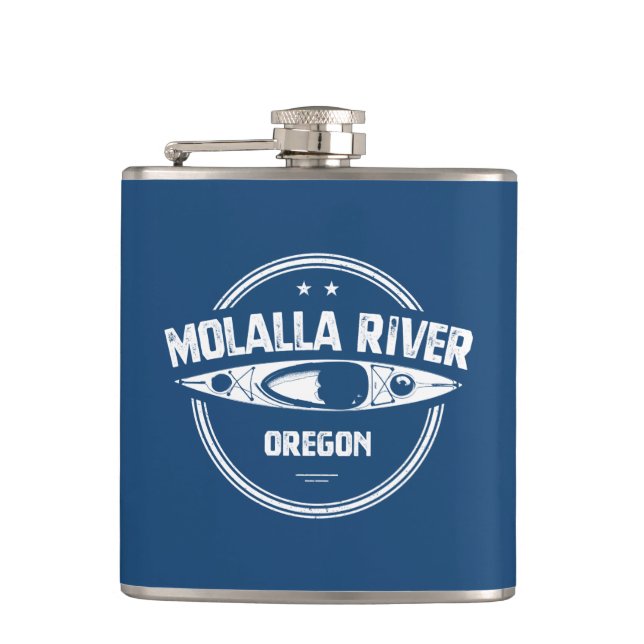 Molalla River Oregon Kayaking Hip Flask (Front)