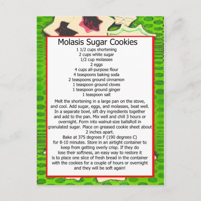 molasis sugar cookies postcard (Front)