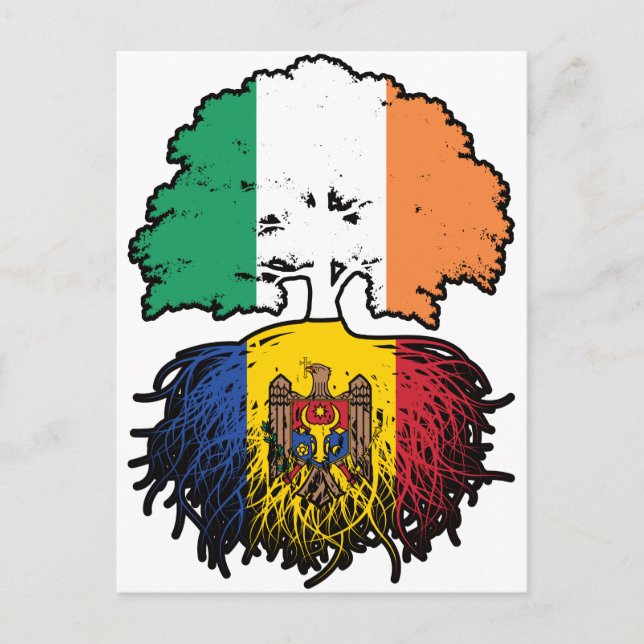 Moldava Moldavan Irish Ireland Tree Roots Flag Postcard (Front)