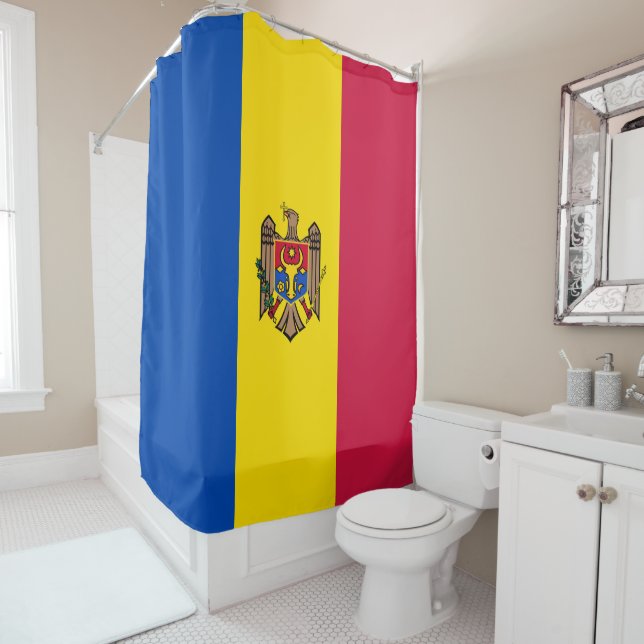 Moldavia flag shower curtain (In Situ)