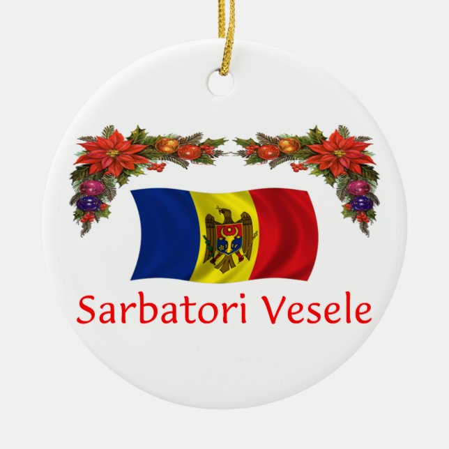 Moldova Christmas Ceramic Tree Decoration (Front)