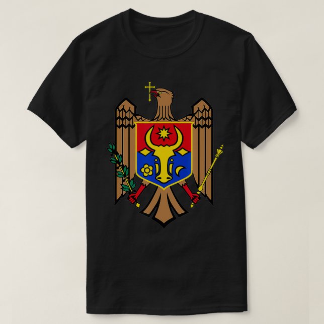 Moldova Coat of arms Tee Flag Moldovans  (Design Front)