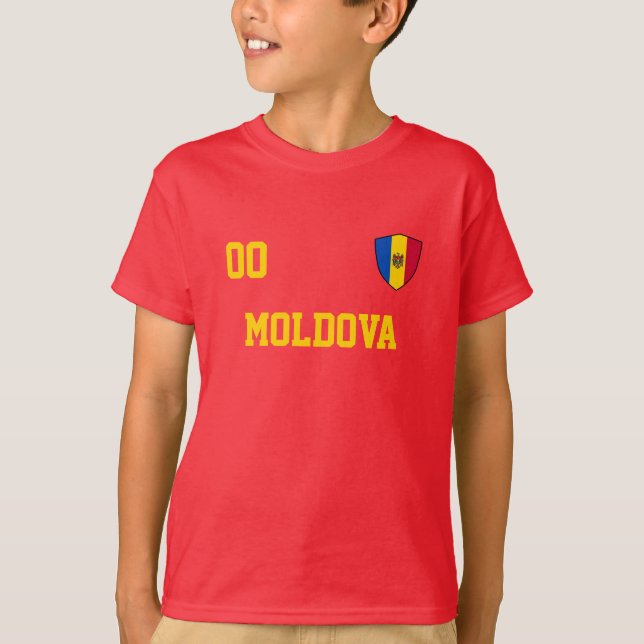 Moldova Custom Name & Number Football Kids Jersey T-Shirt (Front)