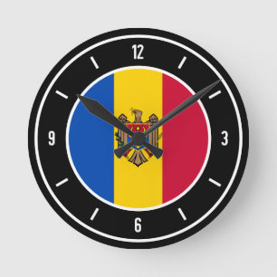 Moldova Flag Elegant Round Clock