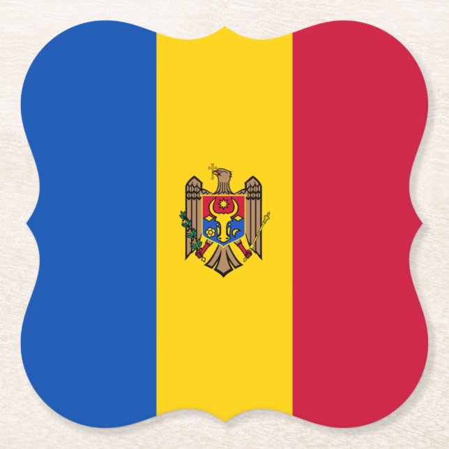 Moldova Flag Paper Coaster (Front)
